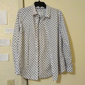 Size 10 Charter Club White Oxford Shirt With Black Felt Designs